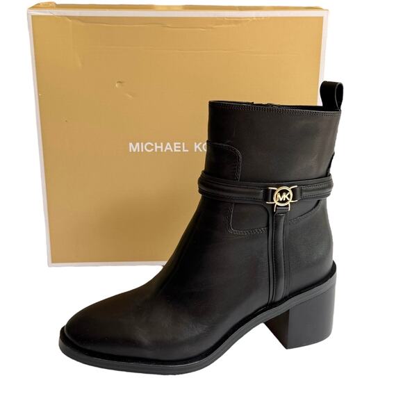 NEW Michael Kors Bombe Leather ANKLE BOOT Mindy Black Womens 10 Zip Shoe In Box - Picture 5 of 13